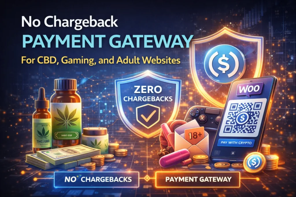 No chargeback crypto payment gateway for WooCommerce CBD, gaming, and adult sites
