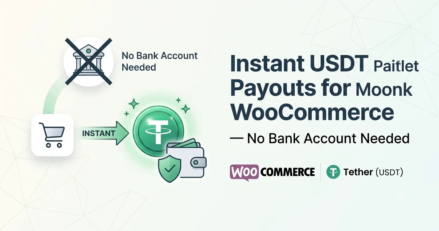 WooCommerce checkout accepting cards and crypto payout in USDT