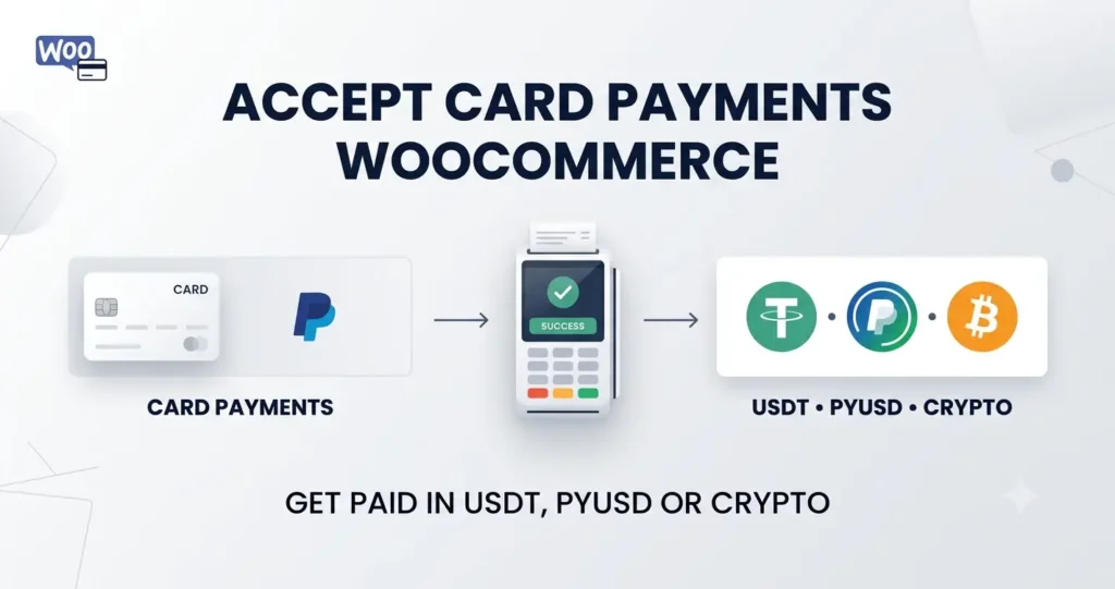 Accept card payments WooCommerce and receive instant USDT crypto payouts