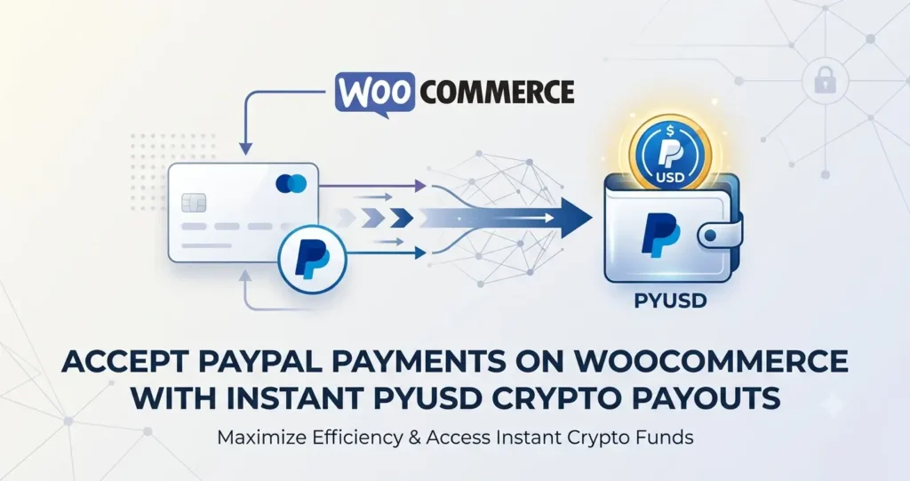 Accept PayPal payments on WooCommerce with instant PYUSD crypto payouts