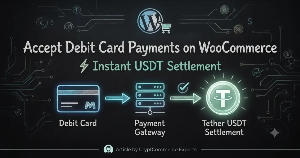 accept debit card payments on WooCommerce with instant USDT settlement