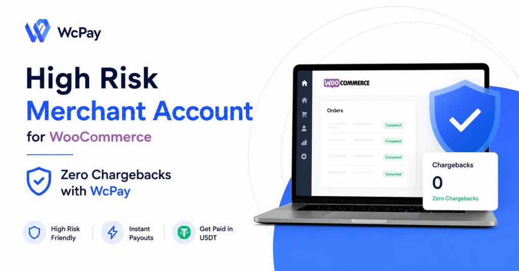 high risk merchant account for WooCommerce with zero chargebacks via WcPay