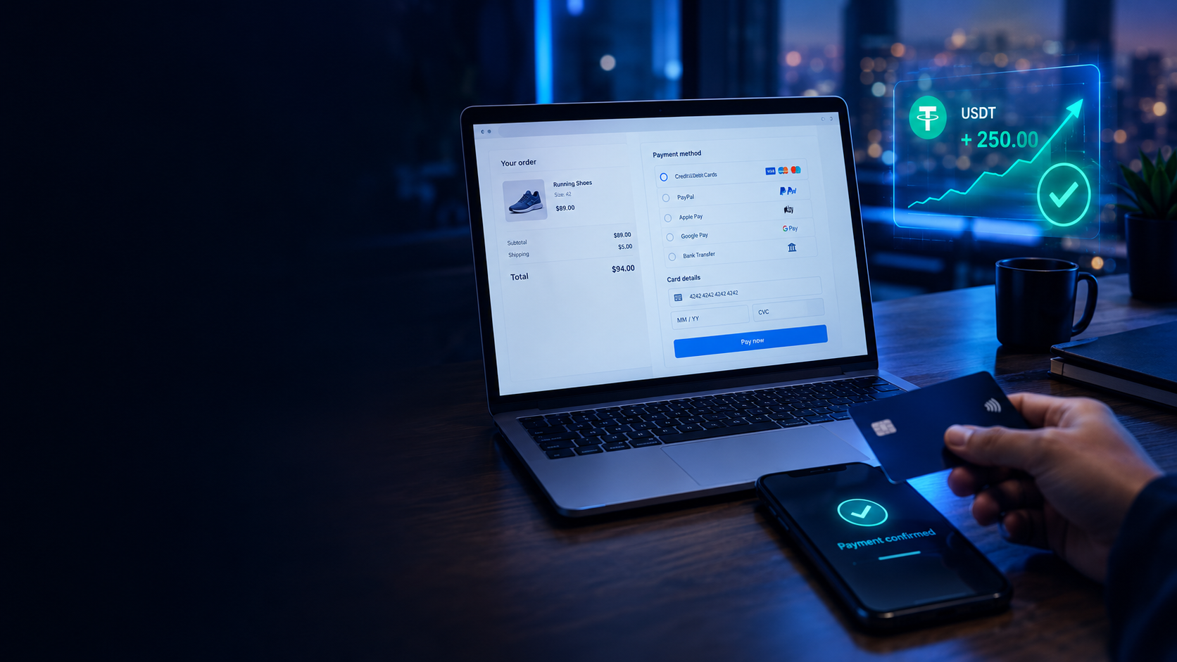 High risk payment gateway for PrestaShop — WcPay checkout paid by card with instant USDT payout