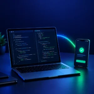 Payment gateway SDK showing PHP and Node.js code with a card payment confirmed and USDT paid out
